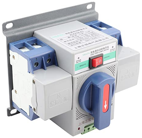 Interruptor de Transferencia Automática, 220V 63a 2P Disyuntor Automático de Doble Potencia Función de Protección Completa Mini Interruptor de Potencia Dual de bajo Ruido con Interfaz EPS para Control