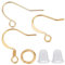CREATCABIN 1 Box 500pcs 18K Gold Fishhook Earring Hooks 3 Styles Ear Fishhook Wires Stainless Steel Findings Ear Wires Fish Hooks with Loop 150pcs Jump Rings for Jewelry Making DIY