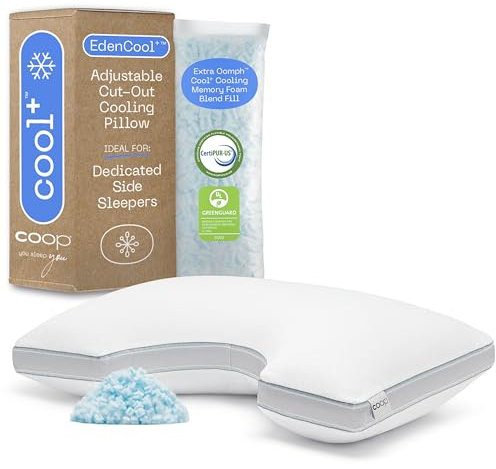 Coop Home Goods Eden Cool+ Verstellbares Cut-Out-Kissen, Queen-Size, mit Kühlgel & Schulterausschnitt zur Stützung des Kopfes, Seitenschläferkissen, Nackenstütze zum Schlafen, CertiPUR-US/Greenguard