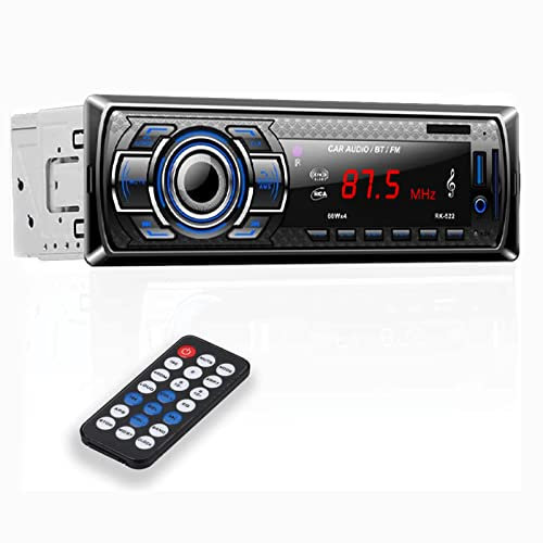 Aigoss Radio Coche Bluetooth,Manos Libres FM Estéreo 1 DIN Autoradio para Coche 60W x 4, Reproductor MP3 de Apoyo Control Remoto, Función de Radio y de Archivo