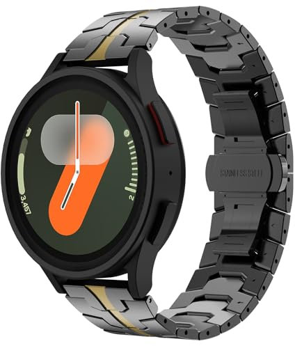 KADES Kompatibel für Samsung Galaxy Watch 7 armband,20mm Edelstahlarmband für Galaxy Watch 6/5/4/FE 40mm 44mm, Schwarz/Gold