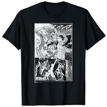 Attack on Titan Eren Yeager Titan Transformation Manga Style T-Shirt, Herren, Schwarz, M