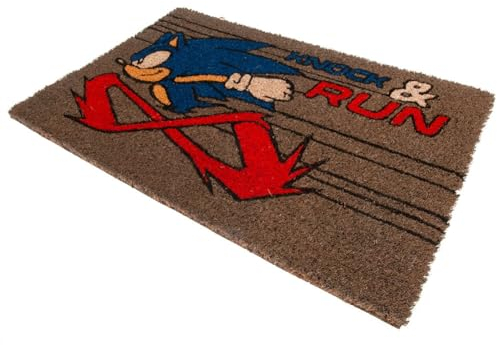 Pyramid International Sonic The Hedgehog Fußmatte (Knock and Run Design) Kokosfaser-Fußmatte, Außen- und Innenfußmatte, 60 cm x 40 cm, Sonic The Hedgehog, Geschenke für Gamer, offizielles
