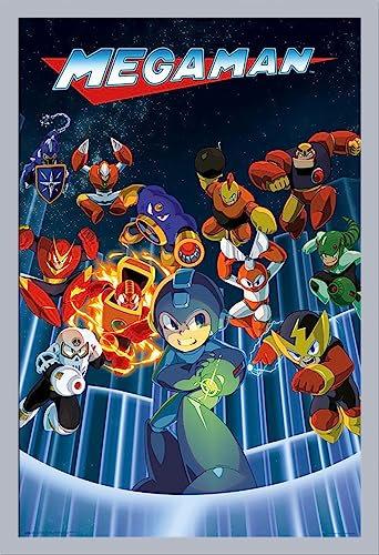 empireposter Mega Man - Characters - Film Poster Plakat - 61x91,5 cm + Wechselrahmen, Shinsuke® Maxi MDF Silber, Acryl-Scheibe
