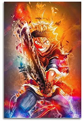 VZRSQZK Comic Black Clover Poster, dekoratives Gemälde, Leinwand, Wandposter und Kunstdruck, modernes Familienschlafzimmer-Dekor-Poster, 20 x 30 cm