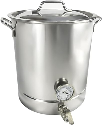 Gärkessel - 30 Liter Edelstahl Eimer für Brauerei Hausbrauen, Gäreimer mit Wasserhahn, Luftschleusen, Deckel und Spunde, Hausbrauen, Druckausgleich, Ablaufhahn, 304 Edelstahl, Silber