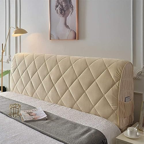DEVINK Multifunktional Bett Kopfteil Dreieck Gepolstert, Dekorativ für, Ergonomie Rückenlehne Wandkissen, Tragbar Kopfstütze Wandschutz, mit Abnehmbarem Bezug Grau Kordsamt(180cm,Cream Color)