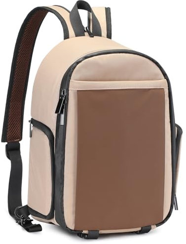 BAICLES Mochila Fotografia Profesional, Bolsa Camera Fotografica, Mochila Camara Reflex, Funda Camara Crossbody, Bolsa Bandolera para Cámara DSLR SLR con Lentes Compatible con Canon Nikon Sony, Caqui