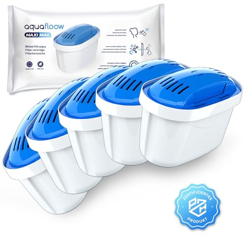 Aquafloow Cartucce Filtranti Magnesio per Acqua Mg+ 5 Pezzi | Compatibile Con Dafi Unimax Aquaphor A5 Brita Maxtra+ Philips AWP212/10v | I Filtri Puliscono L'acqua E La Arricchiscono Di Magnesio