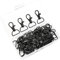 Lot de 40 fermoirs mousquetons pivotants avec anneau en D pour sacs, clips de cordon, porte-clés, chaînes de chiot (noir)