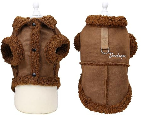 Hundemantel Winter,Hund Warme Jacke,Hundeweste mit D-Ring,Hundejacken für den Winter Winddicht,Fleece Warm Hunde Winterjacke für Kleine Mittelgroße und Große Hunde（Braun,L）