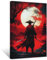 ZXHYWYM Samurai Leinwandbilder Samurai Hintergrund Vollmond Poster Drucke japanischer Krieger Katana Bilder Bushido Gemälde Heimdekoration Gerahmt (Bild-2, (30.00 x 45.00 cms))