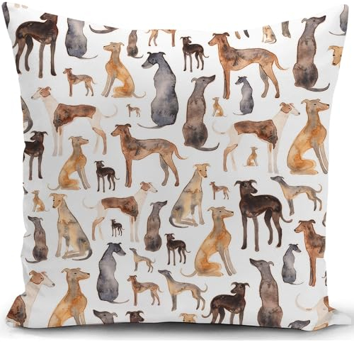 KUNQIAN Kissenbezug Greyhound Kissen Windhund Whippet deko Geschenke für Frauen sofakissen kissenbezüge dekokissen couchkissen kissenhülle Sofa Schlafzimmer Wohnzimmer Zimmer zierkissen 40x40cm