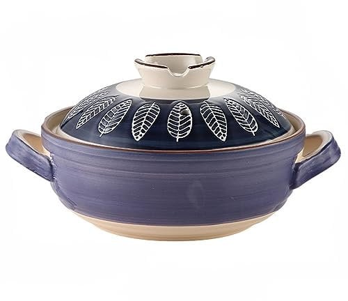 Japanese Donabe Ceramic Casserole with Lid - Earthen Pot Stockpot Cooker for Healthy Cooking