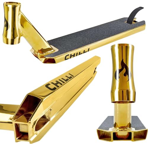 Chilli PRO Scooter Reaper 50cm x 11,5cm Stunt-Scooter Park I Deck I Trick I Tret I Roller I Zubehör I Ersatz I mit Griptape Chrome Gold