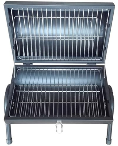 Barbecue portatile doppia griglia grande rettangolare a carbone cuoci arrosticini fornacella per arrosti spiedini carne pesce