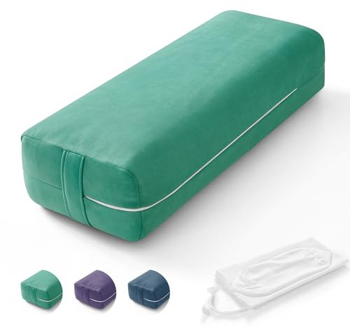 Wellsin Yoga-Nackenrolle mit abnehmbarem, waschbarem Wildlederbezug, 68 x 25 x 14 cm, Grün