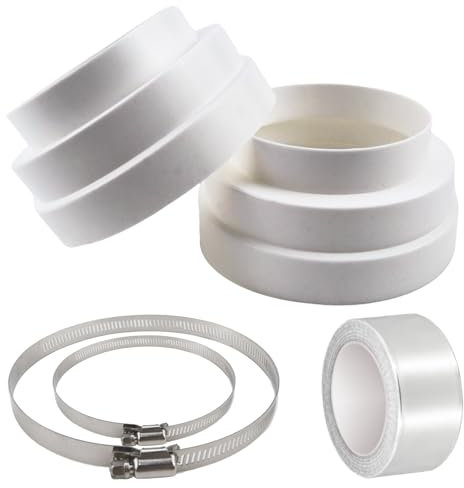 QGGTQG Reduzierverbinder Ø120 150 160mm 2 STK Abluft Reduzierstück Reduzierverbinder Lüftung ABS Reduktion Rohr mit 2 Edelstahl Schlauchschellen und 2 Rollen Aluminiumfolienband