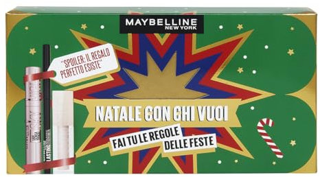 Maybelline New York Cofanetto Regalo, Con Mascara, Matita Occhi e Gloss, Collezione Natale con Chi Vuoi 2024, Mascara Sky High, Matita Occhi Lasting Drama, Lucidalabbra Lifter Gloss