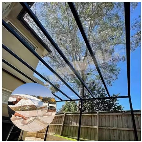 Rygcrud Klar Polycarbonat-Kunststoffplatten, Pergola Überdachung Vordächer Abdeckung, Wasserdicht Tageslicht-Paneel Für Gewächshaus Sonnenschein-Raum, Leicht Zu Schneiden Und Zu Biegen(3mm,5x19.7ft)
