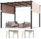 RELAX4LIFE Pergola Extérieur 3x3 M, Avec Auvent Réglable et Rétractable, Tonnelle de Jardin, Cadre Métallique, Toile Polyester, Pour Piscine, Cour (Beige)
