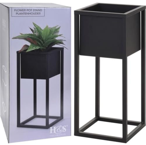DYRJDJWIDHW Pot Exterieur,Pot de Fleur,bac Jardiniere Exterieur,H&S Collection Pot de Fleurs sur Pied Métal Noir 50 cmConvient pour Les patios, Les balcons et Les Jardins