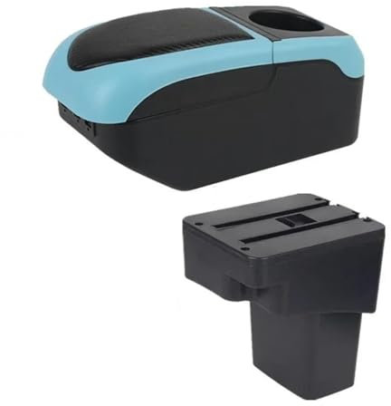 NINOMA Das ganze Jahr über nutzbar Automodifizierte Teile, Innenarmlehnenablage, Teleskop-Getränkehalter, Zubehör Für ESQ 2010-2019(S1 Black-Blue)
