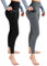 Leafigure 2er Pack Sport Leggings Damen High Waist Sporthose Damen Mit Taschen Gym Leggings Blickdicht für Sport Yoga Schwarze/Grau XXL