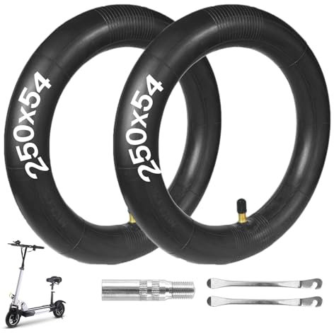 2 Stück 250x54 E Scooter Schlauch, 10 Zoll Scooter Reifen, für Xiaomi 4, Xiaomi 4 Pro Elektroroller, [Verdickt] [Ventilverlängerung][Reifenheber]
