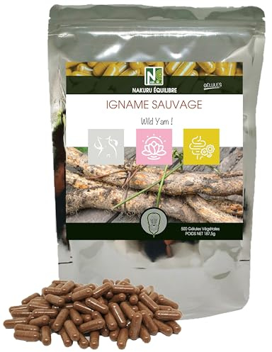 NAKURU | Igname Sauvage | Gamme Équilibre | Fabriqué en France | Wild Yam ! (500 Gélules de 375mg / Poids Net: 187,5g)