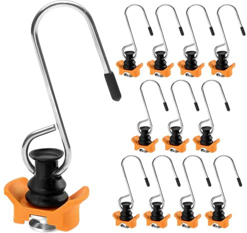 12 Stück Haken Für Airlineschiene, Airlineschiene Zubehör Haken mit Single Endbeschlag & Airlineschiene Fitting – Zurrschienen Zubehör für Pkw, LKW, Wohnmobile (Orange)