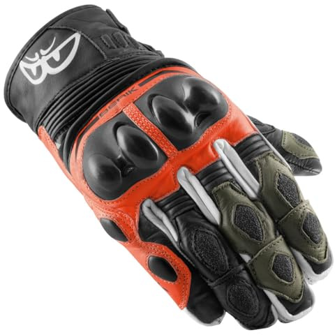 Berik Nador Motorrad Handschuhe, schwarz/neon-rot/grün, XL