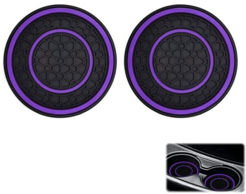 Car Cup Holder Coaster, 2.75 Inch Anti-Slip Shockproof Plastic Insulation Cup Mats Car Coasters Cup Holder Insert Universal Car Accessories Interior for Most Cars, SUV, Truck (Purple,2)