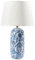 Lampe à Poser en Porcelaine Base Motif Floral Abat-Jour en Lin Clair Luminaire de Chambre Bleu et Blanc Aibonito