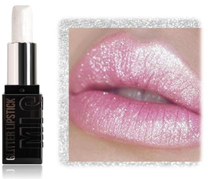 Metallic Shimmer Lang Halten Lippenstift, Glitzer Diamant Metall Lipgloss für Frauen, Hoch Glanz Nude Rot Matte auf Glitzer Lippenstift, Vollständige Abdeckung Lippenfarbe (Diamant, 4g)