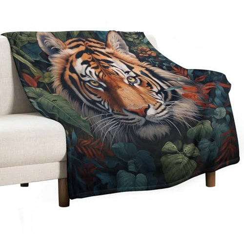 Fleece Decke Mit Tiger, Kinderdecke Tier Thema Plaid Microfaser Flauschig Weich Warm Wohndecke Tagesdecke Decke Für Sofa Und Bett 100x130cm