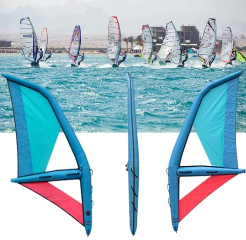 twostronking 45,21 Quadratfuß Aufblasbares Segelbrett, Windsurf-Surfbrett Und Segel, Mit Sichtfenster, 2 Airbags, 360° Drehbarer Basis, Aufblasbares Segelbrett Für Strand- Und Wassersport