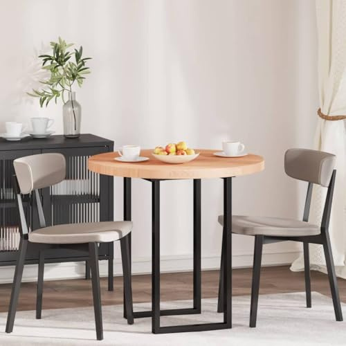 Bucmath Tischplatte aus massivem Eichenholz, Hellbraun, Ø 80 x 4 cm, Rund, Langlebig für Esstisch, Schreibtisch oder Beistelltisch, Modernes Design für Innen- & Außenbereich