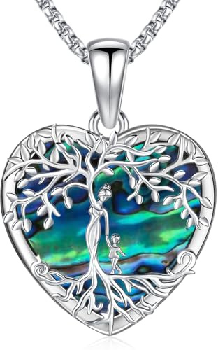 Odinstone Collana Albero della Vita in argento 925 Ciondolo Cuore Albero della Vita Collana Famiglia Madre Figlio Gioielli da donna Regali per mamma, figlio, figlia
