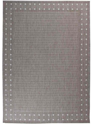 Knutzen Wohnen Palma Flachgewebe Teppich 120 x 160 cm Taupe - geeignet als In- & Outdoor Teppich - wetterfest - pflegeleicht - UV-beständig - Ideal für den Innen- oder Außenbereich