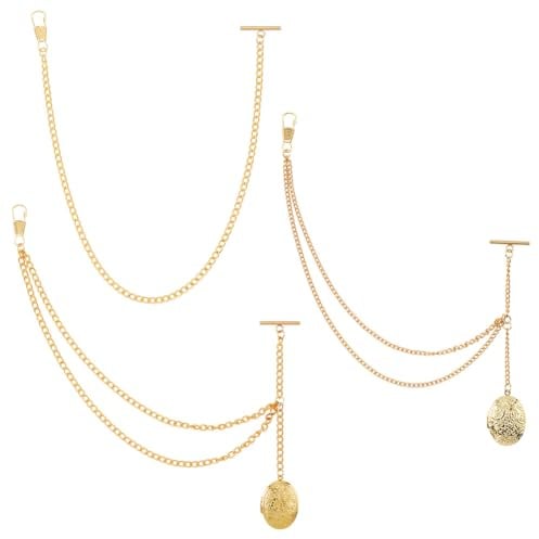 PandaHall Messing Taschenuhr Kette Gold Oval Locket Anhänger, 3 Style | Taschenuhrkette, Taschenuhr Kette für Männer Vintage Stil Accessoires Taschenuhr mit Kette zur Dekoration