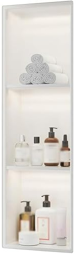 BESTXH Niche De Douche en Acier Inoxydable, éTagèRe Murale EncastréE avec éClairage LED, Meuble De Rangement Multi-PièCes sans Carrelage, pour Salle De Bain, Cuisine Et Salon