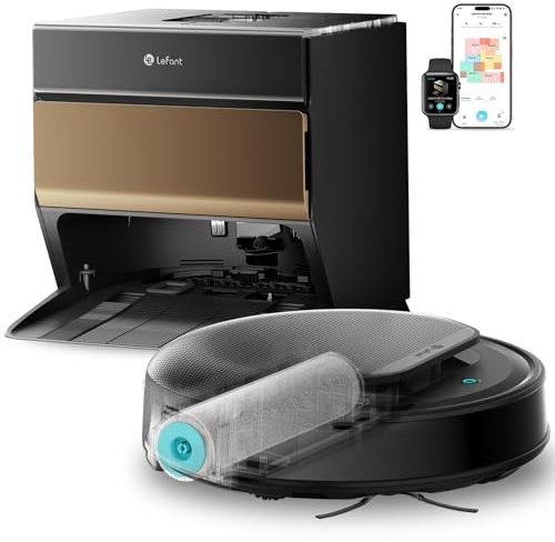 Lefant M5 Max Robot Aspirapolvere Lavapavimenti con Rullo 25000Pa | Rullo Autopulente, Anti-Groviglio 100%, Lavaggio Acqua Viva 80°C + Asciugatura Aria Fredda, dToF+PSD 2.0, Auto-Svuoto 120gg