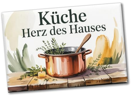 speecheese Souvenir Magnet Küche Herz des Hauses Kochtopf Kräuter lustig | Spruch für Kühlschrank