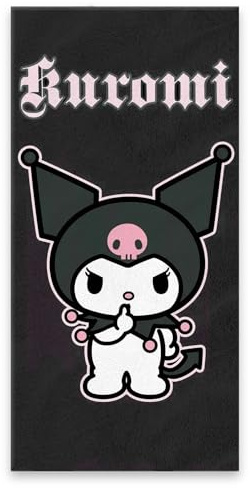 Hello Kitty Friends Kuromi Telo Mare Bambina Ufficiale Sanrio 70x140 cm in Cotone – Morbido e Assorbente, Asciugamano Spiaggia Premium – Idea Regalo Bambina Elegante [25035 Nero Kuromi]