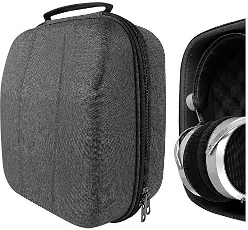 Geekria Shield Case for Large-Sized Over-Ear Headphones, Replacement Hard Shell Travel Carrying Bag with Cable Storage, Compatible with HiFiMAN HE 6se, HE 1000 Headsets (Dark Grey)