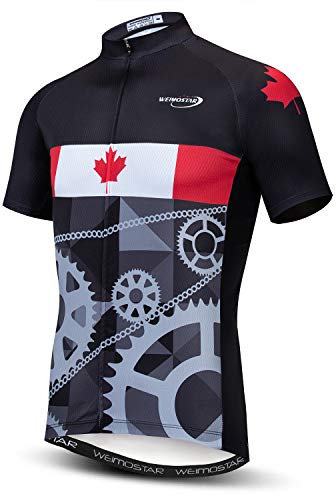 Radtrikot für Herren, USA, kurzärmelig, S-3XL, durchgehender Reißverschluss, reflektierend, 3 Taschen, Kanada, XL