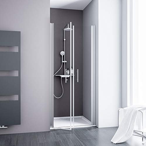 Schulte Alexa Style 2.0 Pendeltür für Nische, 80 x 192 cm, Sicherheitsglas (ESG) Klar hell inkl, Fixil-Beschichtung, Chromoptik D322004-F 41 500