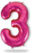 FUNXGO® Folienballon Zahl 3 pink - Riesen-Ballonzahl - Verstärktes Material- fliegt mit Helium - 3 Geburtstag Luftballon - Deko zum Geburtstage, Party, Hochzeiten - Ballon 3 pink