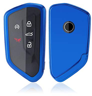 Autoschlüssel Hülle kompatibel mit Golf 8 Seαt Leon MK4 Tarraco Ateca SKodα Octavia 2020-2025 2026 TPU Schlüsselhülle Cover (Blau)
